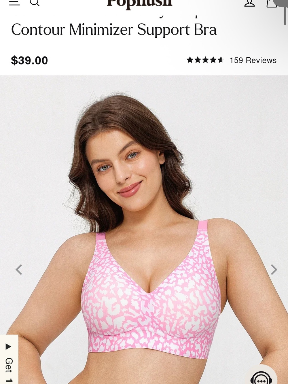 Contour Minimizer Bra in Pink Leopard Print size XXL